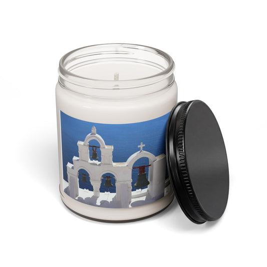Santorini Blue Church Bells Candle, Soy Candle 9oz | Mediterranean Seaside Scent