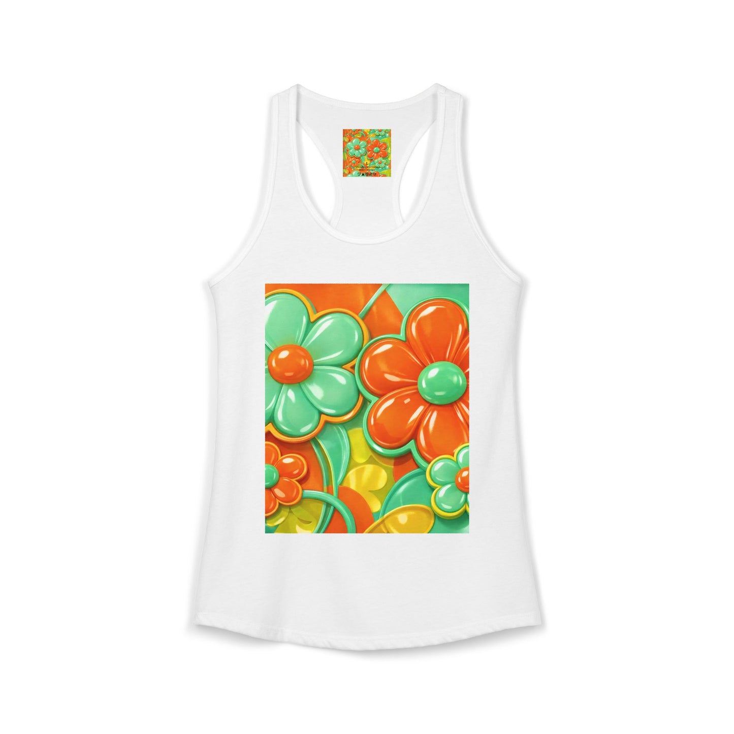 Vibrant 60s Mod Psychedelic Floral Women's Racerback Tank Top