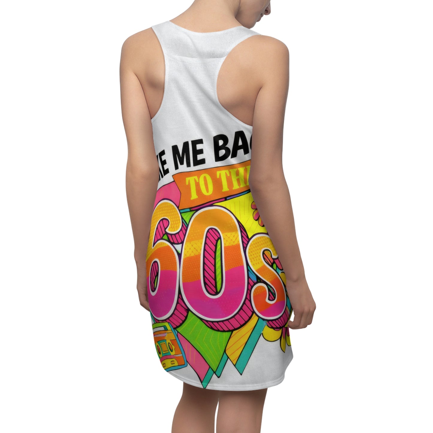 Take Me Back to the 60s Racerback Dress — Retro Flower Power AOP