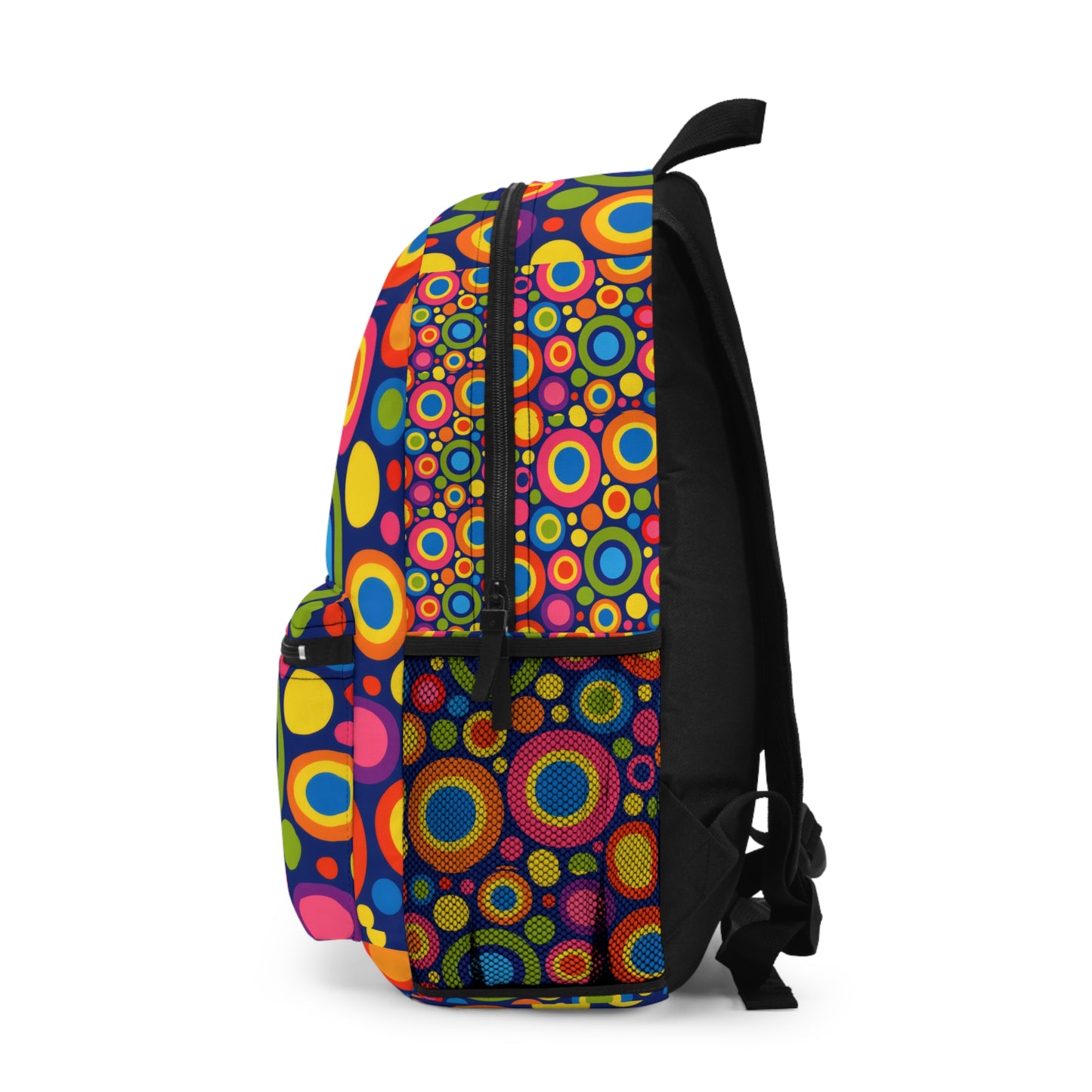 Colorful Retro Circles Backpack — Vibrant 60s-Inspired Kids & Teens School Bag