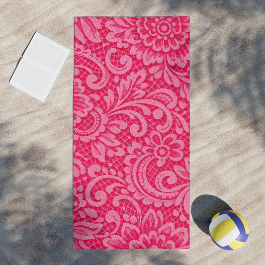 Pink Floral Paisley Beach Towel — Vibrant Summer Pool & Beach Blanket