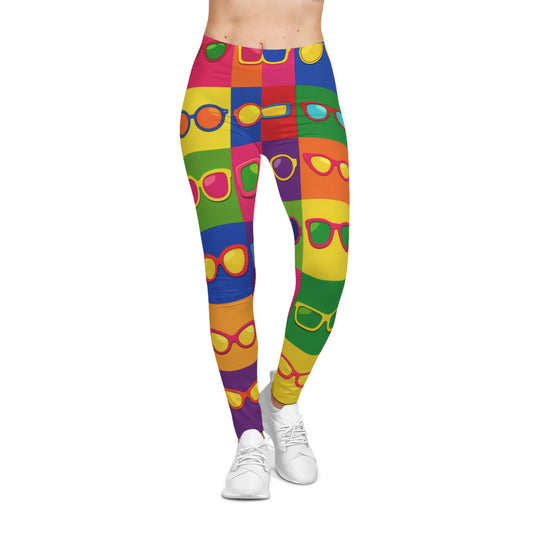 Colorful Sunglasses Pattern Leggings — Bold Rainbow AOP Women's Leggings