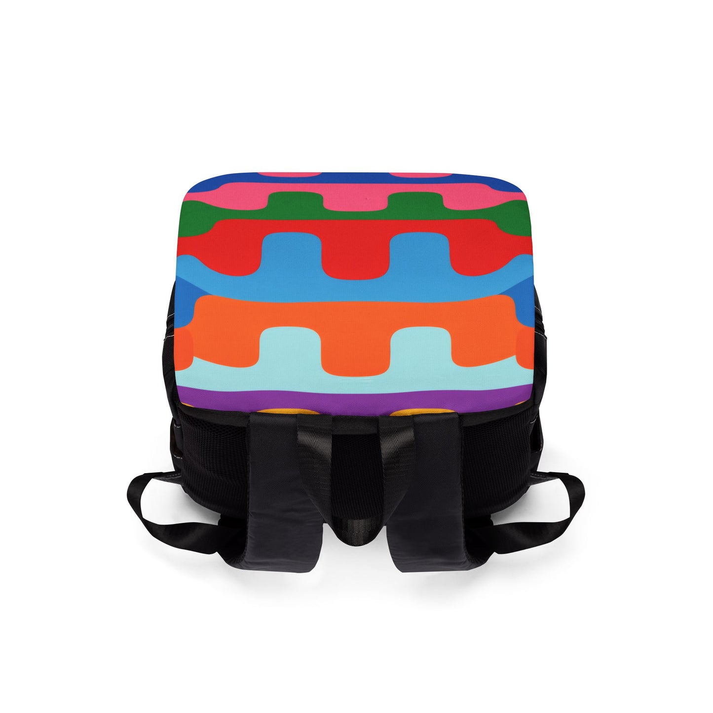 Colorwave Pattern Backpack — Retro Geometric Shoulder Bag