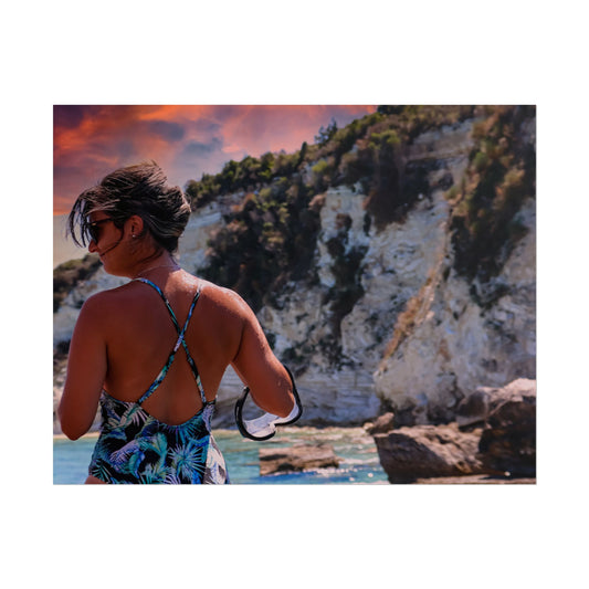 Woman in Tropical Swimsuit Poster | Rolled Poster, Beach Cliff Photography