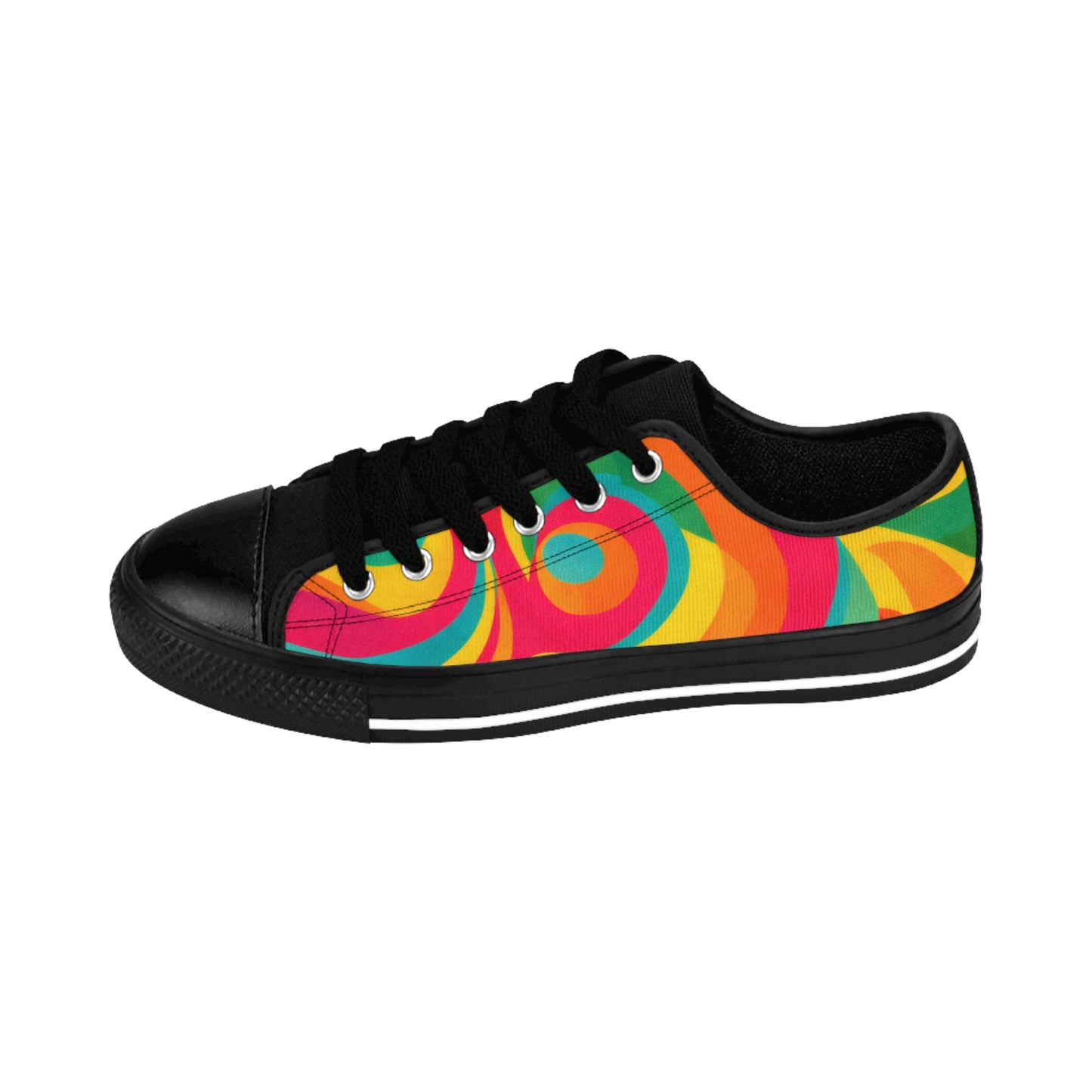 Women’s Sneakers — Colorful Swirl Retro Psychedelic Low-Top Shoes