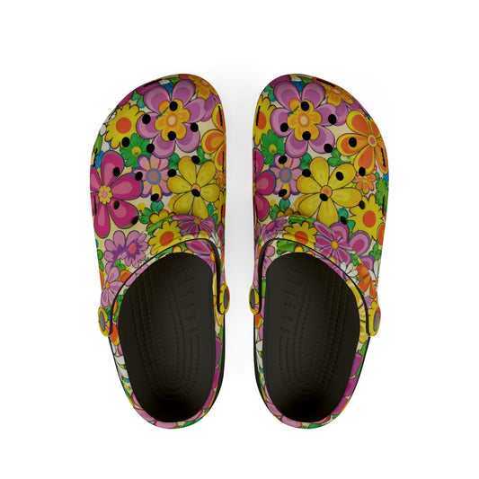Floral Garden Foam Clogs — Colorful EVA Slip-On Shoes