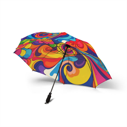 Colorful Swirl Foldable Umbrella — Compact Semi-Automatic Travel Umbrella