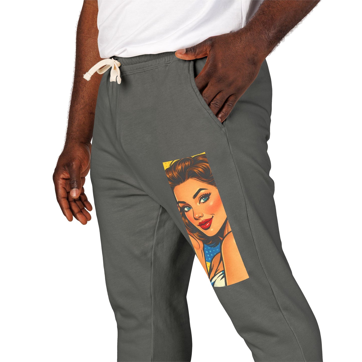 Retro Pin-Up Girl Comic Print Men's Joggers