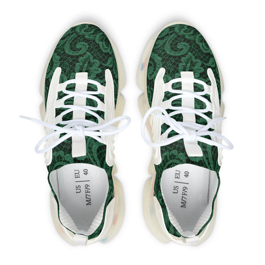 Eco-Friendly Women's Mesh Sneakers - Stylish Green Floral Design
