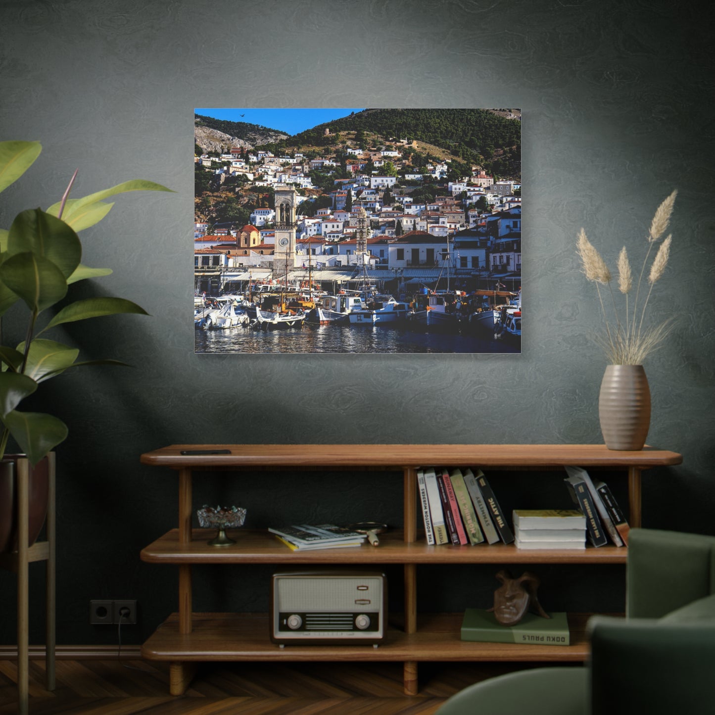Hydra Island Greece Canvas — Mediterranean Harbor Wall Art