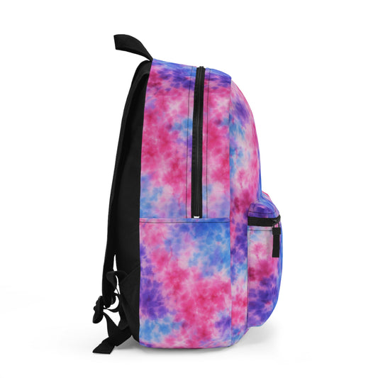 Tie-Dye Pastel Backpack — Pink & Blue Cloud Print School Bag