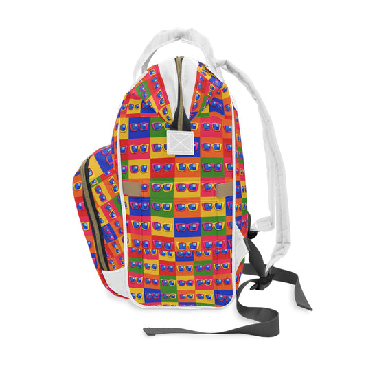 Colorful Sunglasses Pattern Diaper Backpack — Multifunctional Baby Travel Bag