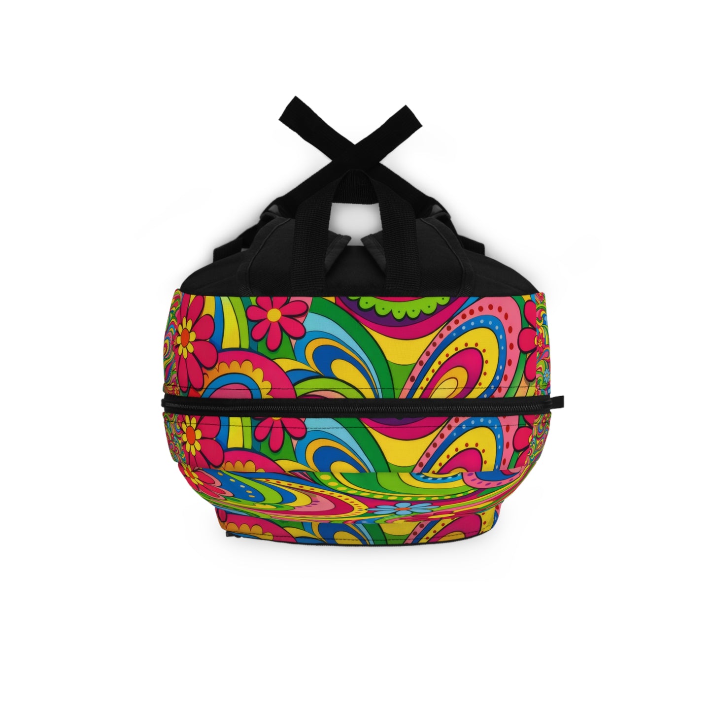 Psychedelic Paisley Backpack — Bright Floral Retro Daypack