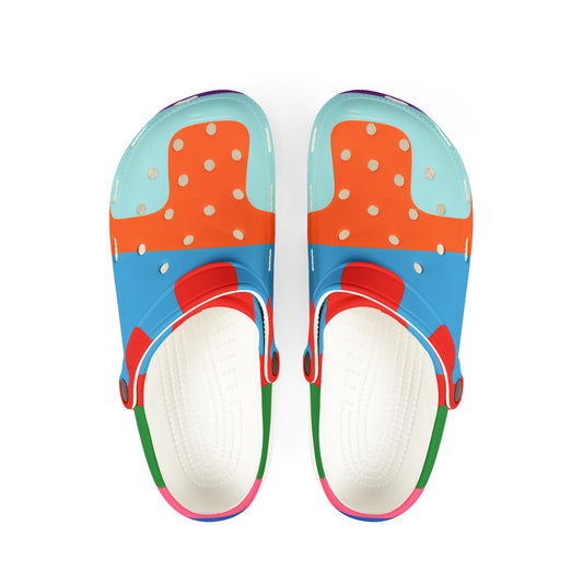 Colorful Abstract Drip EVA Clogs — Bright All-Over-Print Slip-On Shoes