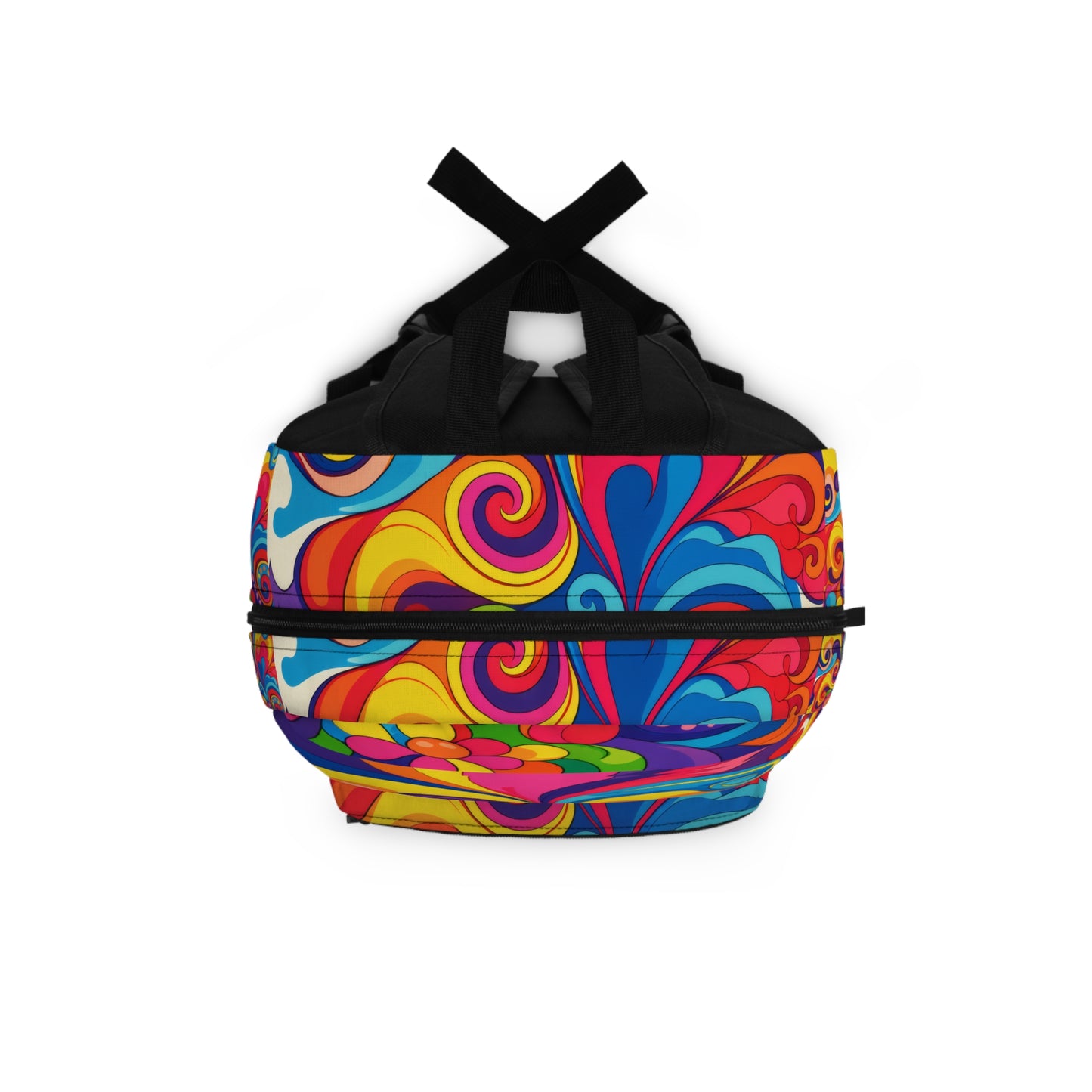 Psychedelic Swirl Backpack — Colorful Retro Floral Daypack