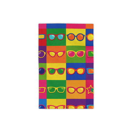 Colorful Sunglasses Grid Beach Towel – Retro Pop Art Summer Vibe