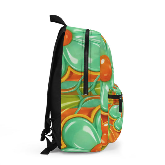 Retro Floral Pattern Backpack 60s Orange Green Flower Design