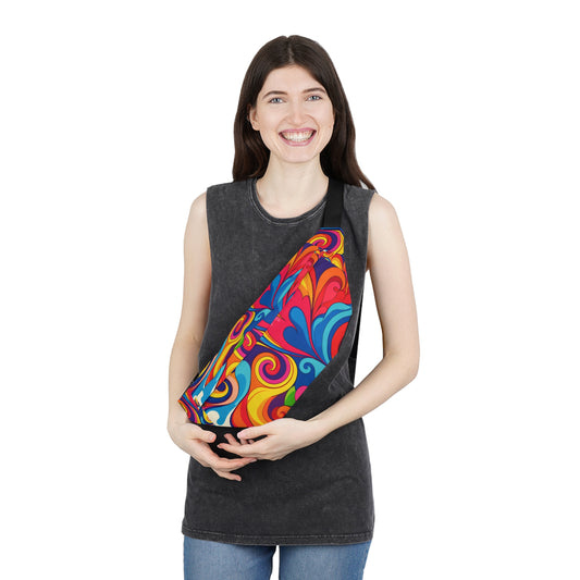 Psychedelic Heart Swirl Fanny Pack — Retro Rainbow Festival Waist Bag