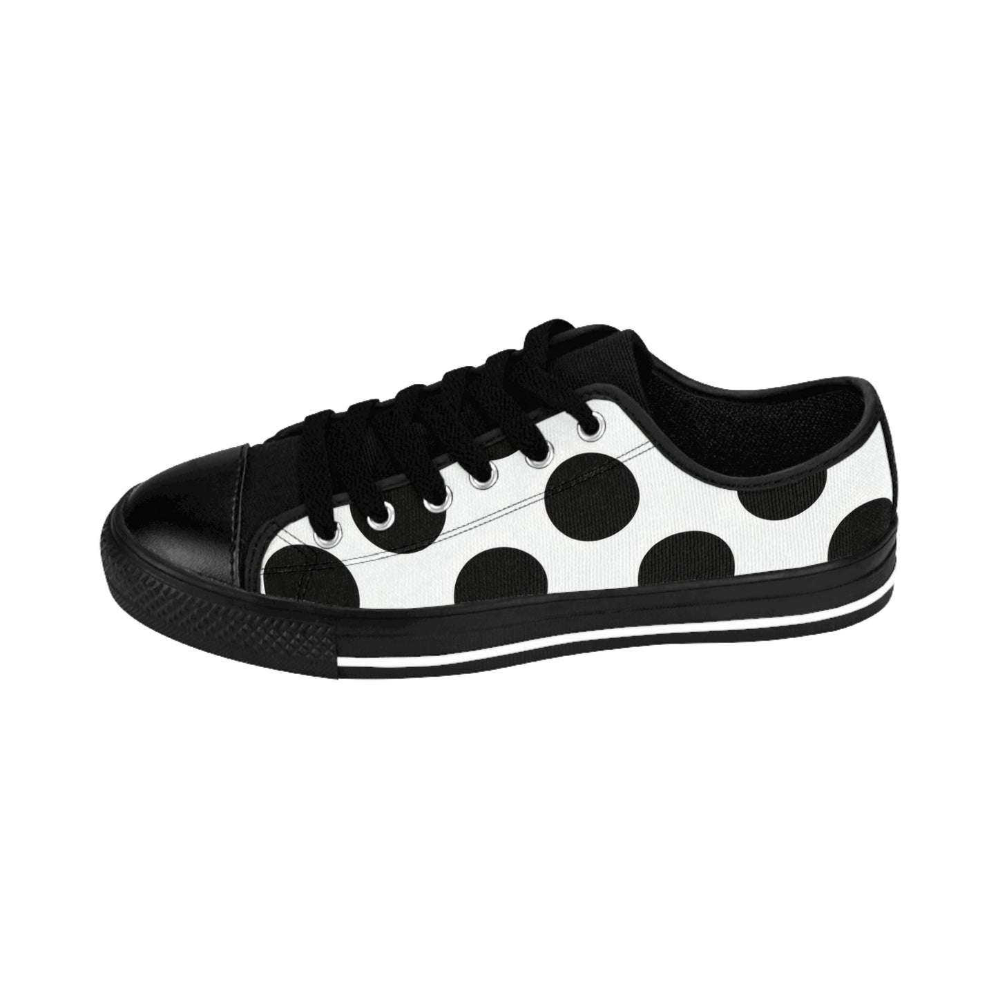 Polka Dot Canvas Sneakers — Black & White Retro Women's Shoes