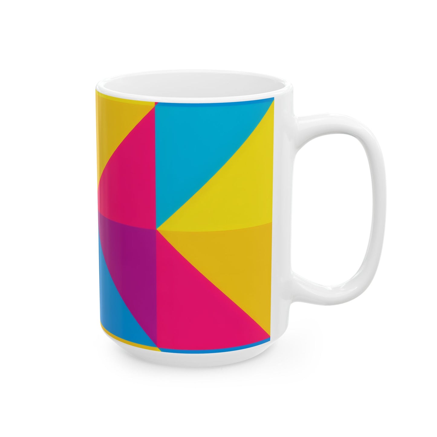 Colorblock Pinwheel Ceramic Mug | Bold Geometric Coffee Cup (11oz, 15oz)