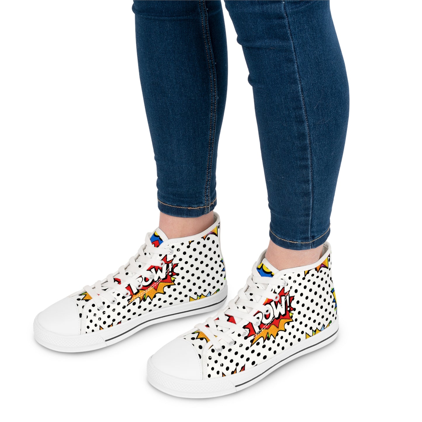 Women's High Top Sneakers — Retro Comic 'POW' Pop Art Print