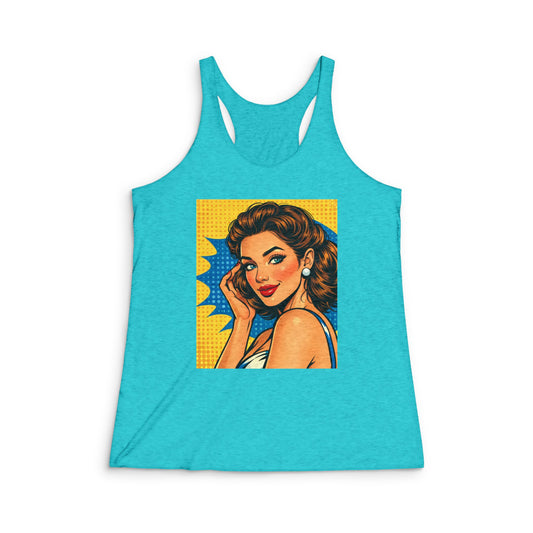 Retro Pinup Racerback Tank Top — Pop Art Glam Graphic