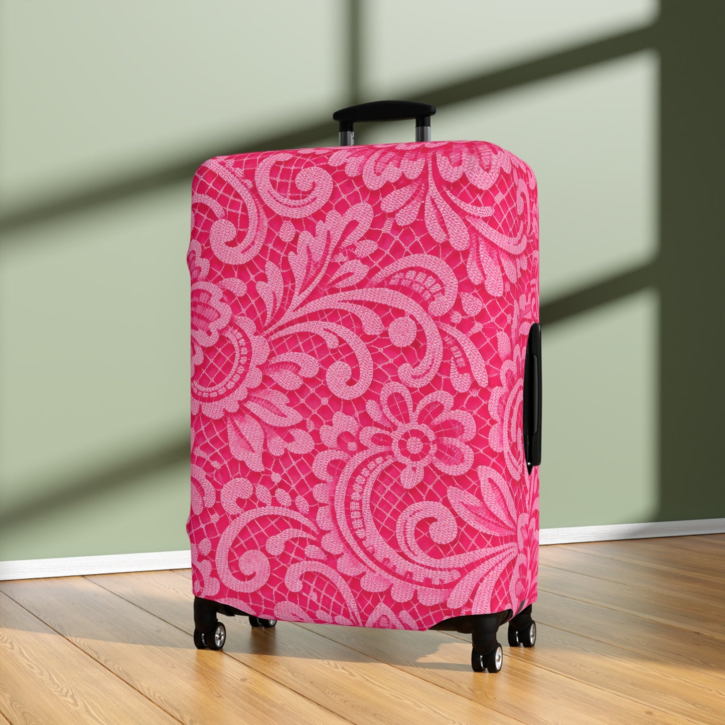Pink Paisley Luggage Cover — Floral Travel Suitcase Protector