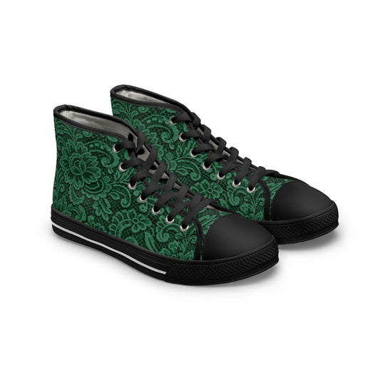 Women’s High Top Sneakers — Emerald Lace Floral Print
