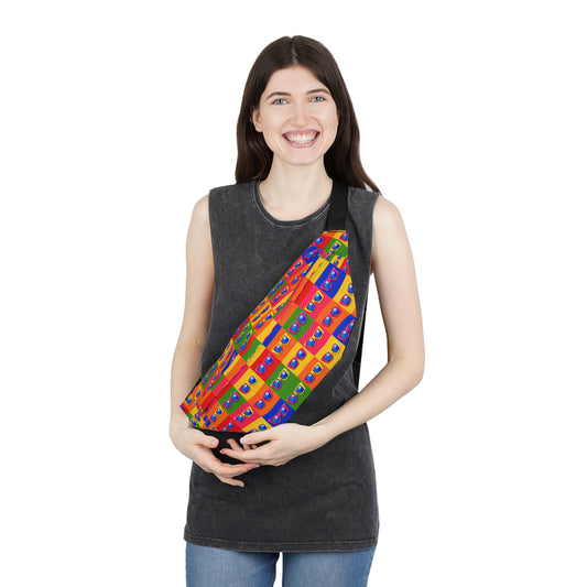 Retro Cassette Pattern Fanny Pack — Colorful 90s Waist Bag