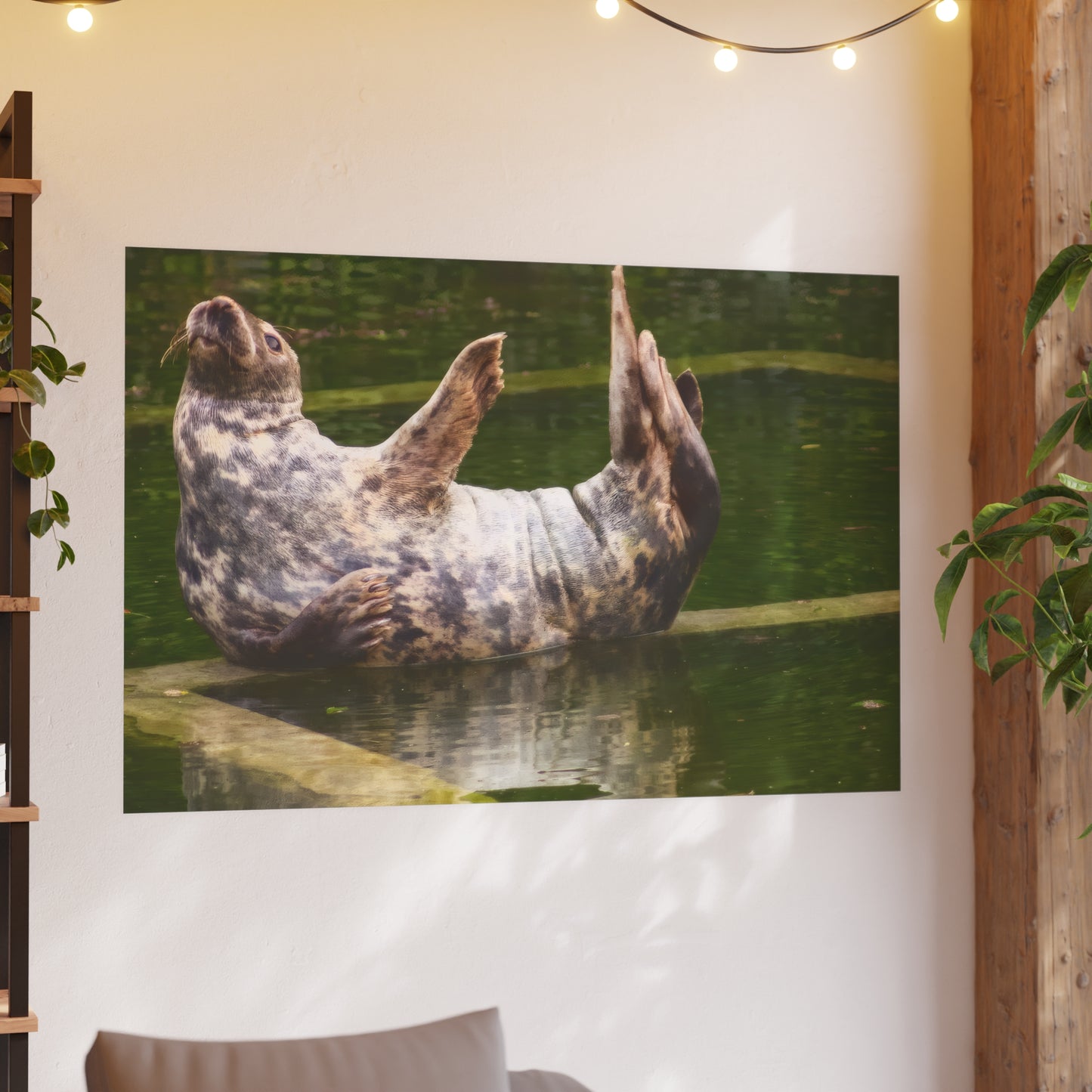 Funny Harbor Seal Poster, Playful Marine Life Wall Art, Cute Animal Zen Decor, Quirky Wildlife Photography