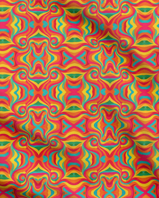 Psychedelic Retro 70s Swirl Pattern Fabric Printing