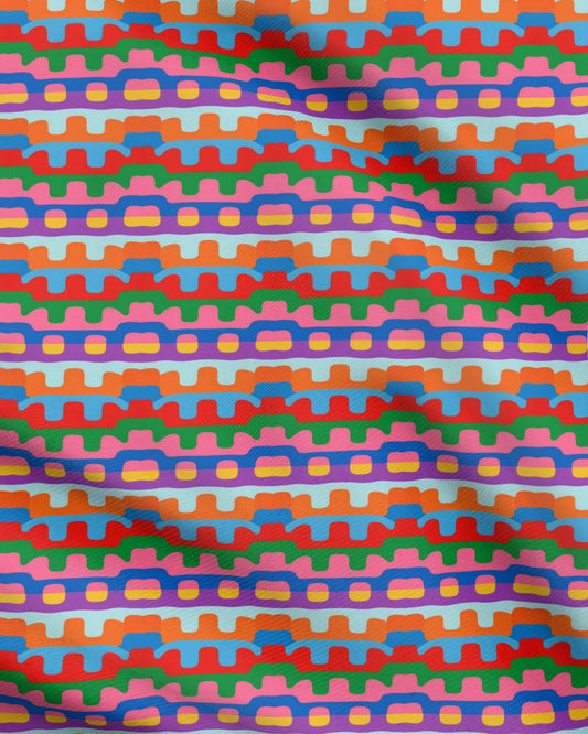 Retro 70s Geometric Wave Bauhaus Inspired Fabric Printing