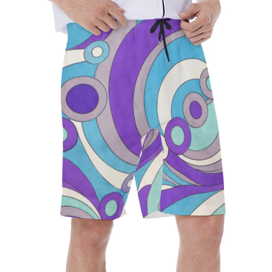 60s Mod Op-Art Circles Men's Beach Shorts | All-Over Print With Lining