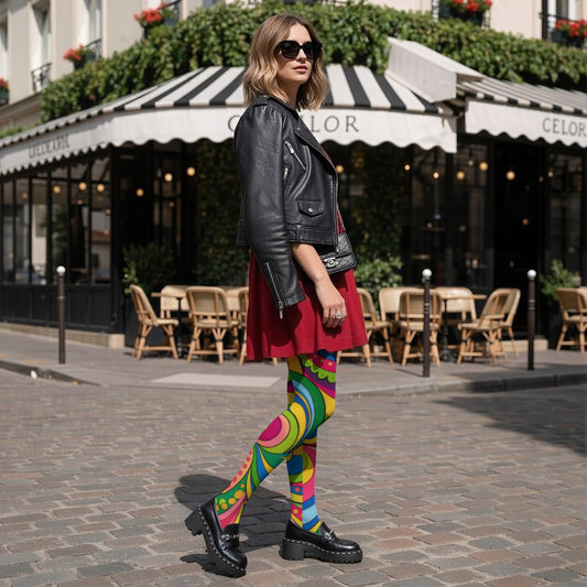 70s Psychedelic Paisley Women's High-Stretch Tights | All-Over Print