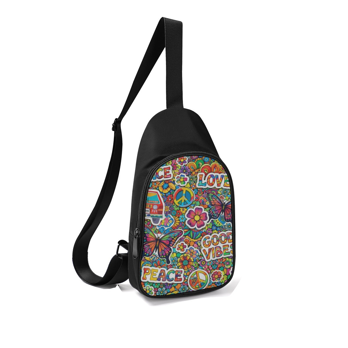 60s Hippie Peace and Love Crossbody Chest Bag Chest Bags