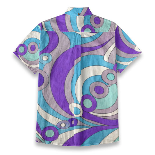 60s Mod Op-Art Circles Men's Cotton Shirt | All-Over Print Beach Shirt