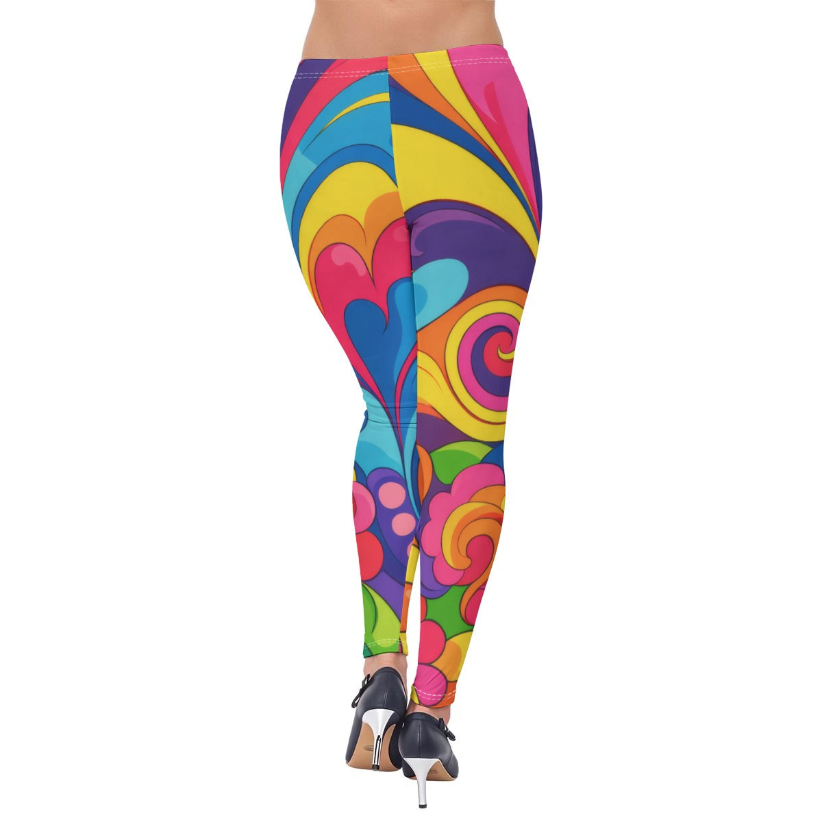 Groovy 70s Hippie Psychedelic Rainbow Swirl Leggings All-Over Print Women's High-Stretch Leggings