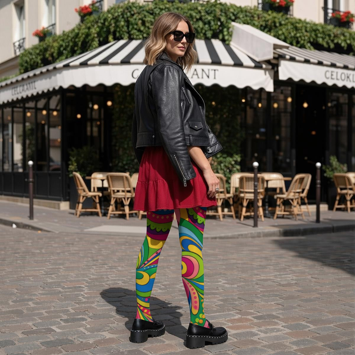 70s Psychedelic Paisley Women's High-Stretch Tights | All-Over Print