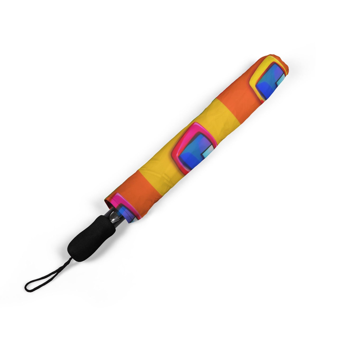 Colorful Pop Art Foldable Umbrella — Retro Cassette Pattern