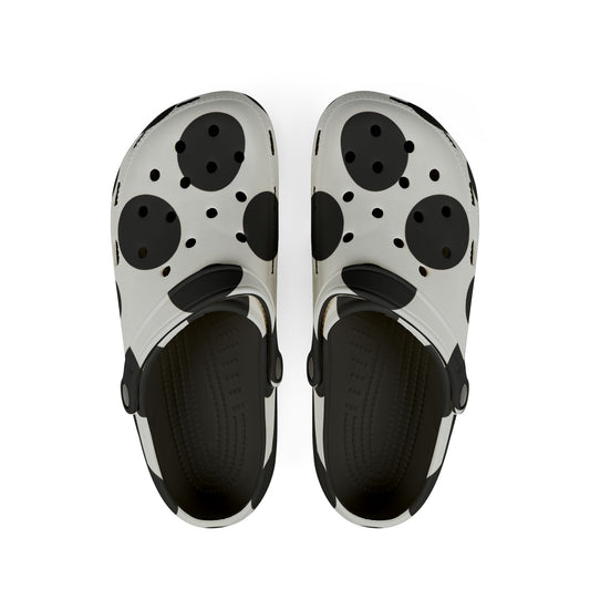 Black & White Leopard Print EVA Foam Clogs — Lightweight Slip-On Garden Shoes