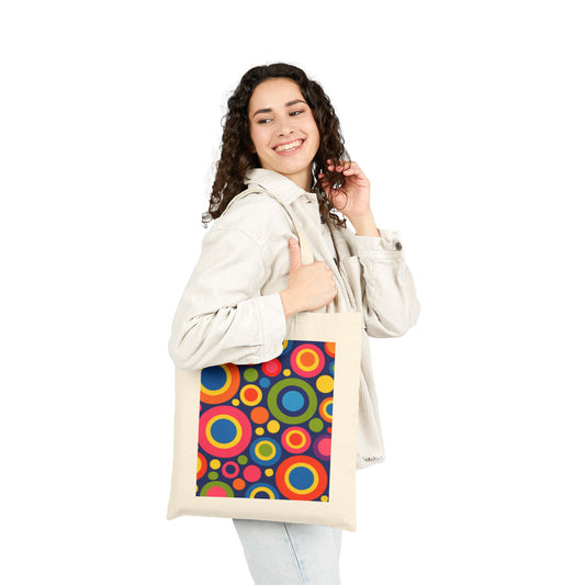 Retro Colorful Circles Canvas Tote Bag
