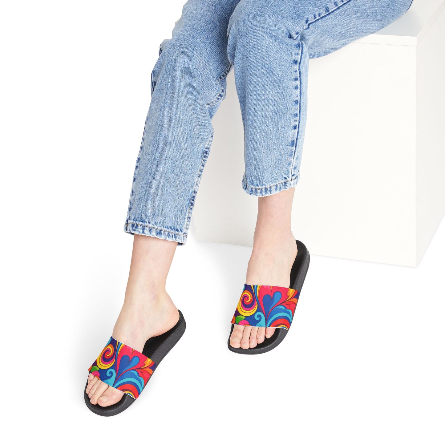 Colorful Swirl Slide Sandals — Removable-Strap Women's Summer Slides