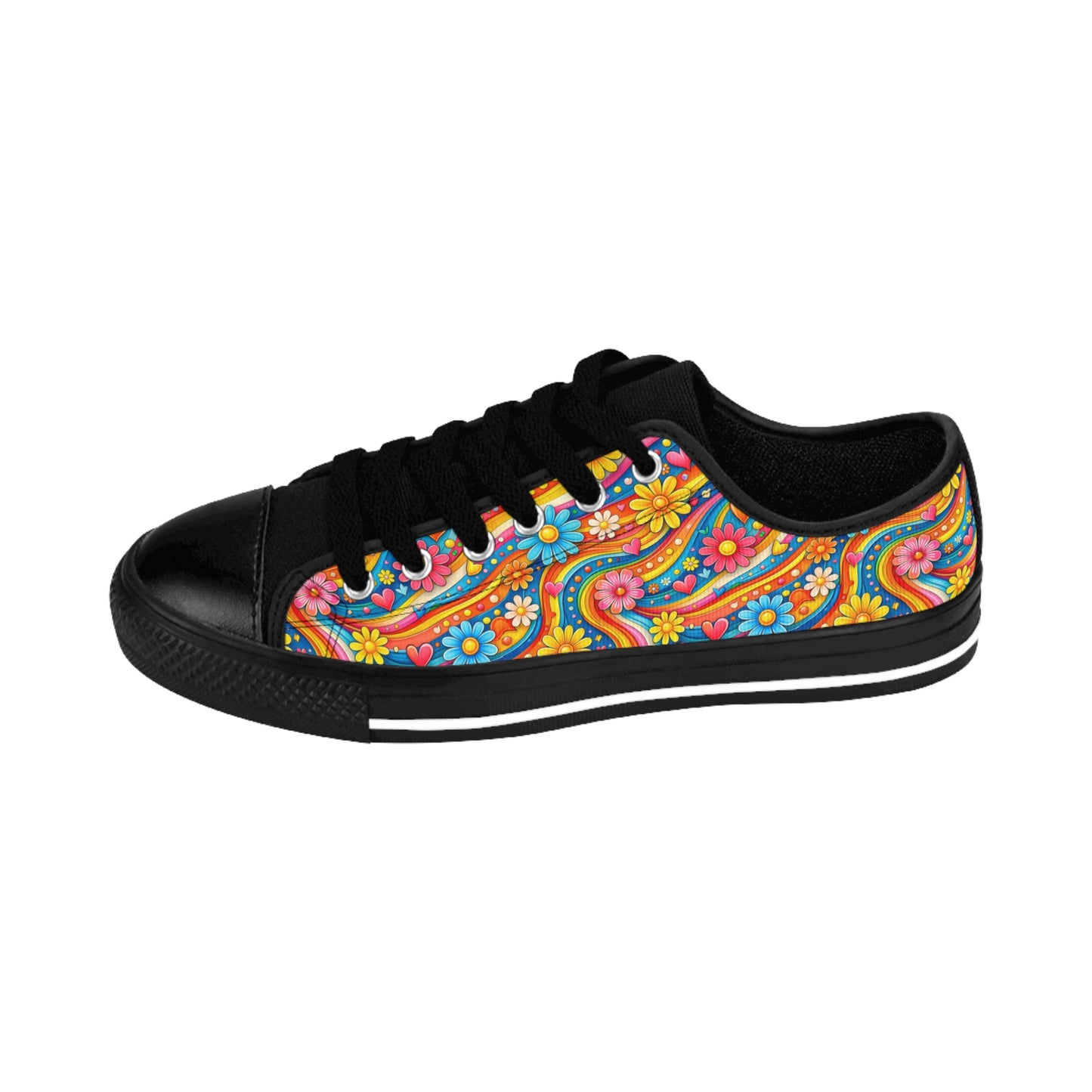 Floral Paisley Low-Top Sneakers — Colorful Boho Women's Shoes