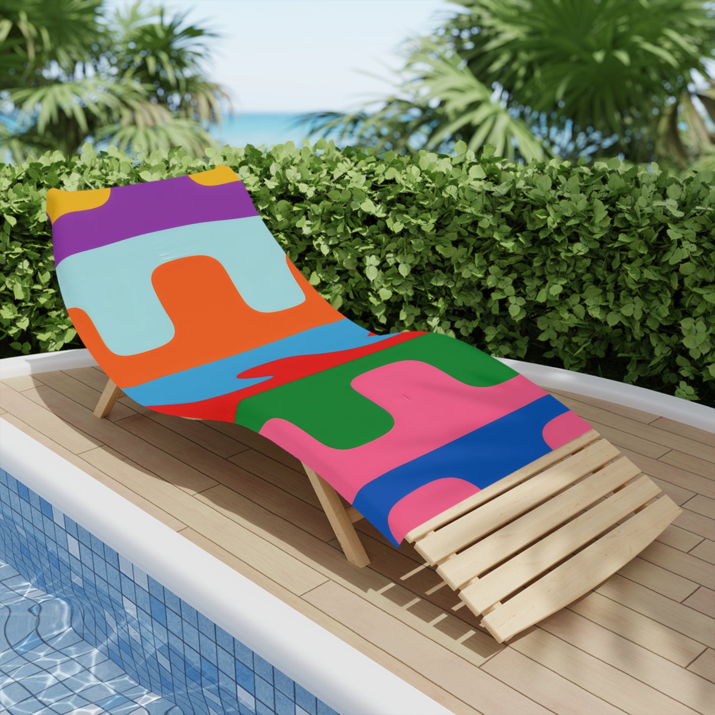 Colorwave Abstract Beach Towel — Bright Retro Geometric Stripes