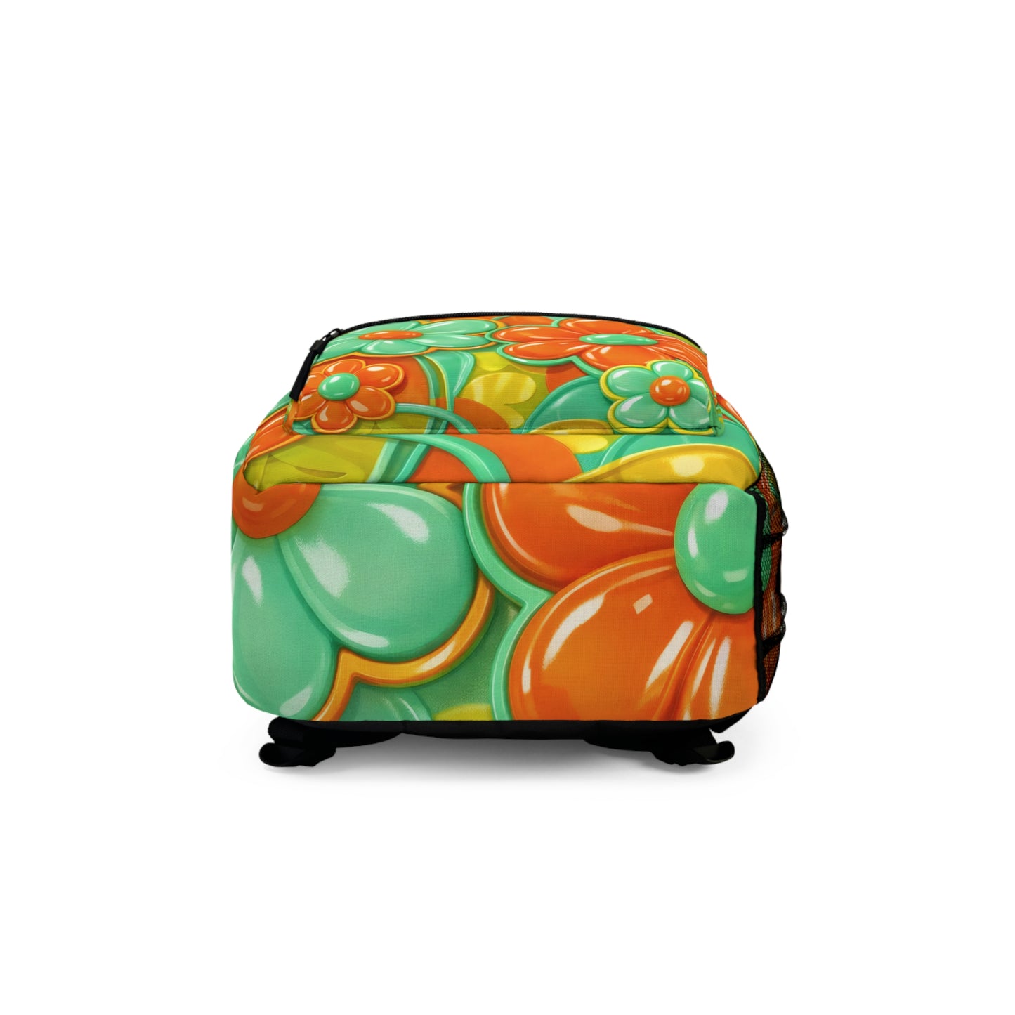 Retro Floral Pattern Backpack 60s Orange Green Flower Design