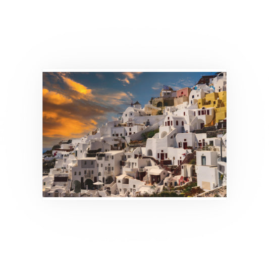 Santorini Sunset Dreams Satin Poster