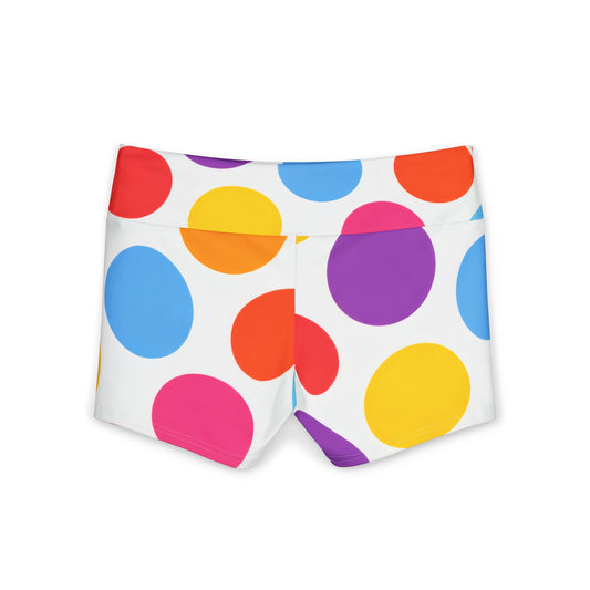 Colorful Polka Dot Yoga Shorts — Women's Bright High-Waist Activewear