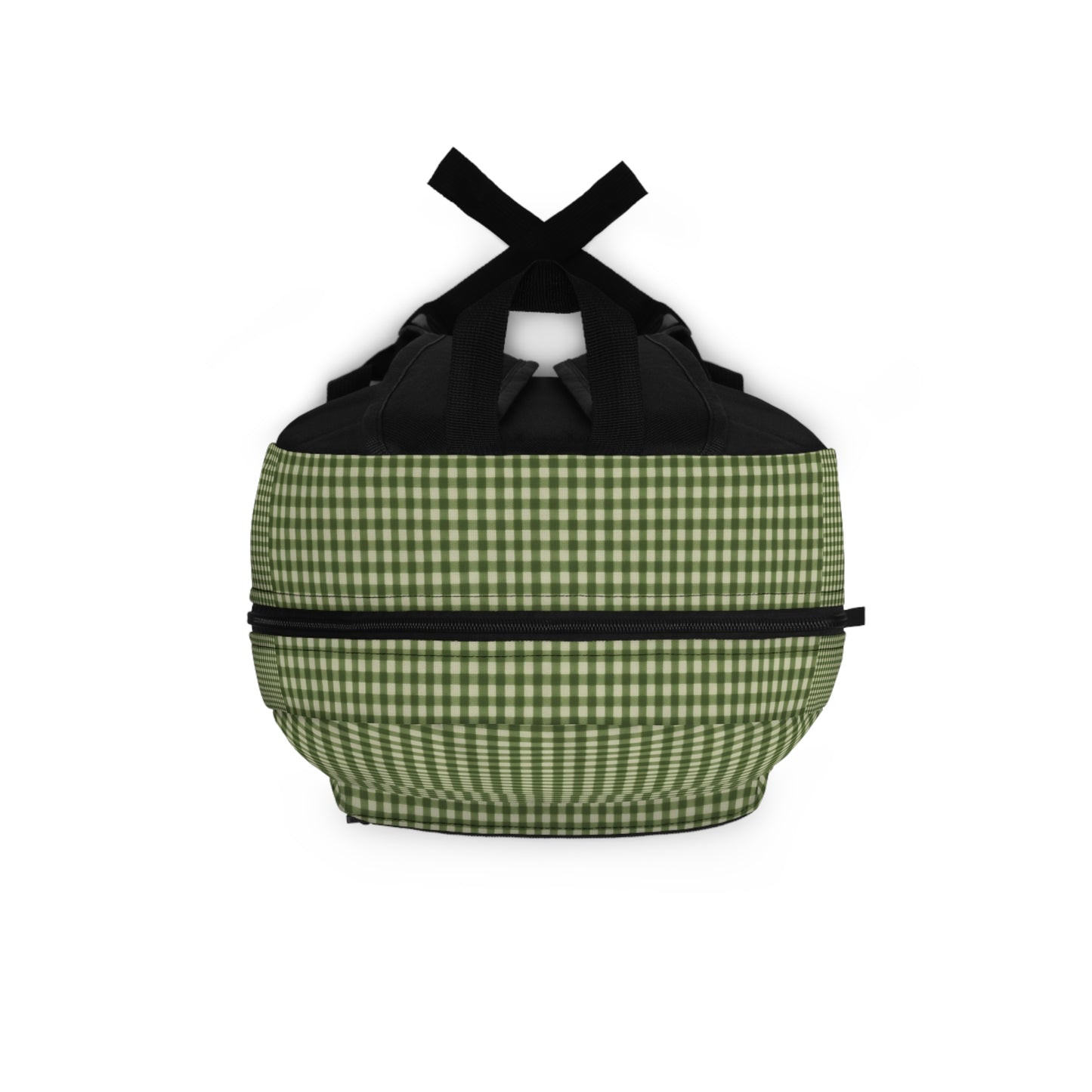 Green Gingham Backpack — Casual Plaid School & Daypack