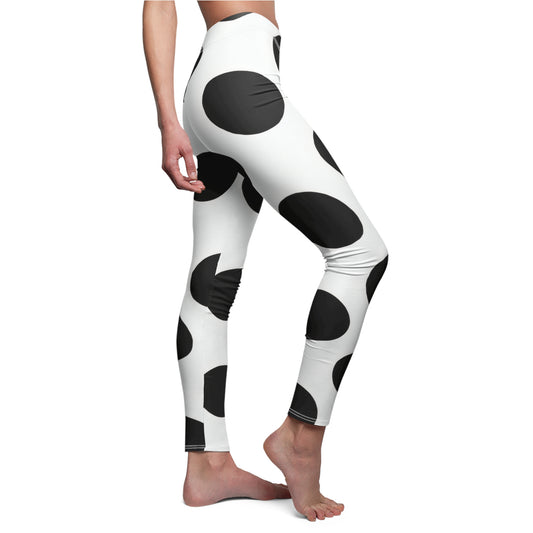 Black & White Dalmatian Spot Leggings — Women's Casual AOP Leggings