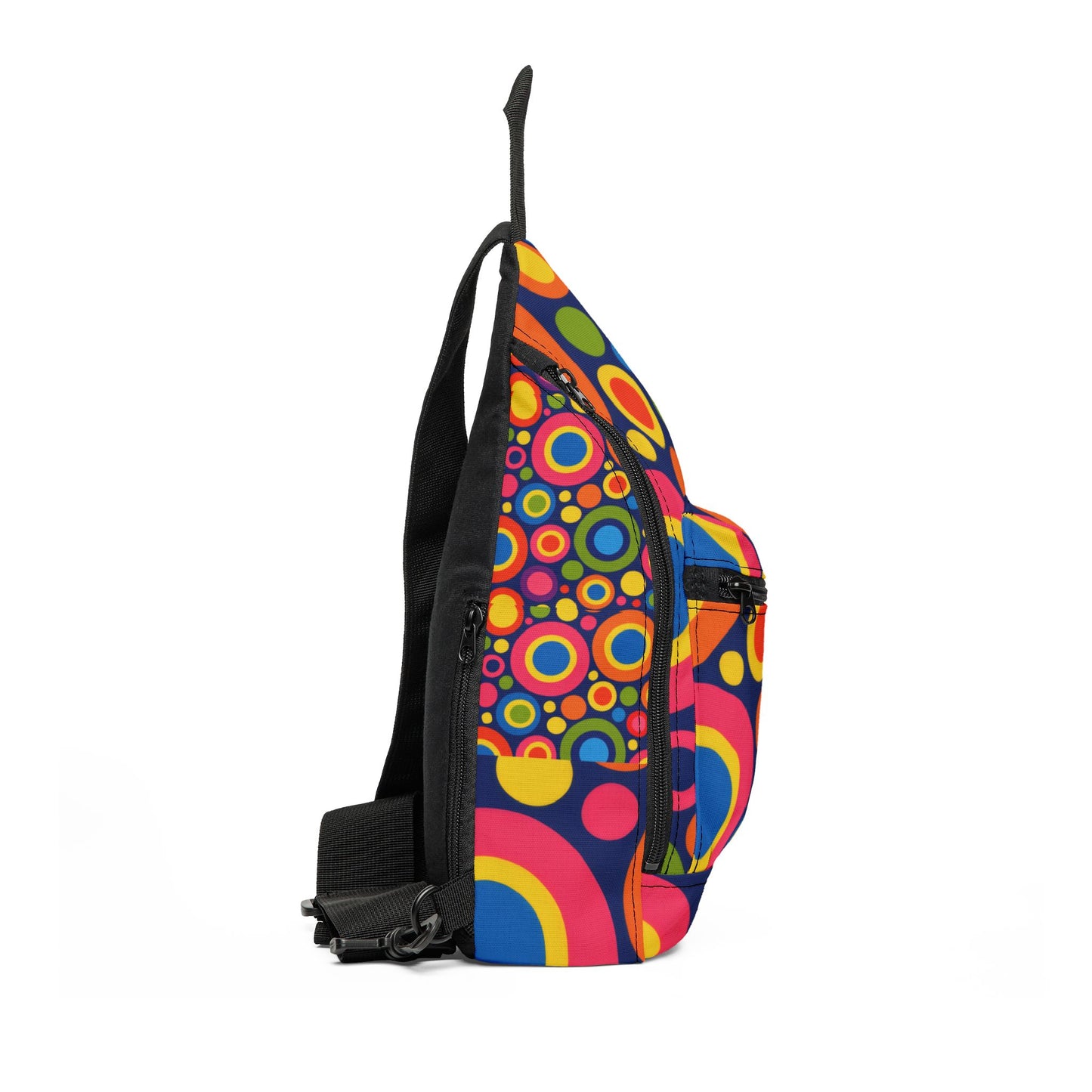 Colorful Retro Circles Sling Bag – Vibrant 70s-Inspired Crossbody Pack